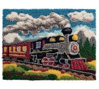 DIY Latch Hook Rug Making Kit for Adults Kids Train 23x35in/60x90cm Embroidery Kits Cross Stitch Kit Carpet Making Kit Needlework DIY Craft Kits for Home Deco