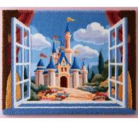 DIY Latch Hook Rug Making Kit for Adults,The castle outside the window