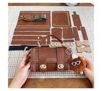 DIY Leather Bag Making Kit DIY Bag Sewing Set Handbag Shoulder Strap Handmade PU Leather Black Brown Accessories with Hardware Buckle for Women Daily Use(Brown)