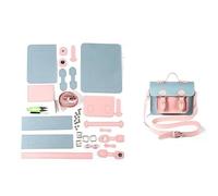 DIY Leather Bag Making Kit DIY Handmade Bag Hand Stitching with Sewing Tools Shoulder Accessories Pu Leather Adjustable Daily Use(Blue Pink)