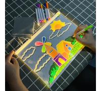 DIY LED Drawing Board for Kids with 7 Color Pens and Bracket, Acrylic Dry Erase Board for Creative Writing and Art Under The Stars,(20 * 20CM)