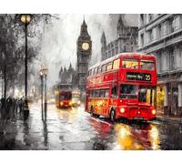 DIY London Street View Stamped Cross Stitch Kits for Beginners Adults - Preprinted 11CT Easy Pattern Needlepoint Kits, Arts and Crafts for Home Decor (11.8x15.7inch) 159