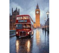 DIY London Street View Stamped Cross Stitch Kits for Beginners Adults - Preprinted 11CT Easy Pattern Needlepoint Kits, Arts and Crafts for Home Decor (11.8x15.7inch) 835
