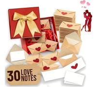 DIY Love Letter Box - 30/60 Mini Blank Cards and Envelopes for Him/Her, Mini Blank Cards and Envelopes, Red Gift Box with Heart Stickers, Valentine’s Day Gifts (30pcs)