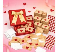 Diy Love Note Box - Mini Blank Cards And Envelopes, Valentine Envelope Boxes, Mini Letters with Blank Cards Set for Him Her, Valentine’s Day, Birthday, Anniversary & Long Distance Love (60pcs)