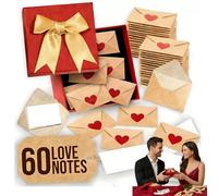 DIY Love Notes Box - 60 Pack Mini Blank Cards and Envelopes Set | Personalised Anniversary Valentines Day Gifts for Him Her, Boyfriend, Girlfriend | Tiny Thoughtful Keepsake Notes with Gift Box