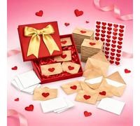 DIY Love Notes Box For Couples - Mini Blank Cards And Envelopes With Heart Stickers | 60PCS Romantic Gift Set For Valentine's Day | Write Love Letters For Wedding, Birthday Party Favors