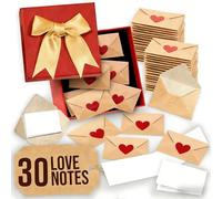 DIY Love Notes Box, Includes Mini Blank Cards & Envelopes for Him or Her, Valentine’s Day Romantic Gift Set with Heart Stickers, Perfect for Boyfriend, Girlfriend, Husband or Wife