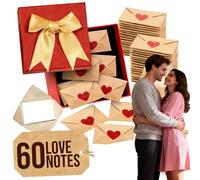 DIY Love Notes Box - Mini Blank Cards, 2026 New DIY Love Notes Box, 30/60 Blank Note Cards And Envelopes, Romantic Message Card for Couples, Valentines Day Gifts (60PCS)