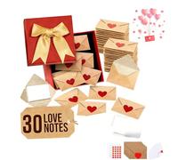 DIY Love Notes Box - Mini Blank Cards & Envelopes for Him Her, Mini Love Note with Envelopes, Lunch Notes for Husband with Heart Stickers, Little Loves Note for Wife, Anniversary, Birthday (30 set)