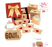 DIY Love Notes Box - Mini Blank Cards & Envelopes for Him Her, Mini Love Note with Envelopes, Lunch Notes for Husband with Heart Stickers, Little Loves Note for Wife, Anniversary, Birthday (60 set)