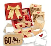Diy Love Notes Box, Mini Blank Cards & Envelopes for Him Her, Mini Note Cards With Envelopes, Note Cards And Envelopes Set for Wife Husband Girlfriend Boyfriend, Wife, Anniversary & Birthday (60Pc)