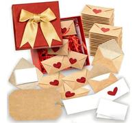 DIY Love Notes Box,Mini Blank Cards & Envelopes for Him/Her,Valentine's Day Love Card with Red Heart Stickers Gift,Little Loves Notes for Wife,Husband,Anniversary & Birthday (60pcs)