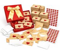 DIY Love Notes Box, with Mini Blank Cards & Envelopes, Valentine’s Day Love Cards with Heart Stickers, Mini Blank Cards & Envelopes for Him/Her, DIY Love Letters (Khaki-60pcs)
