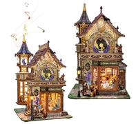 DIY Magic Time Society Miniature Model Kit, Fantasy Clock Tower Scene, with Music Box & Real Clock, 3D Assembly Ornament, Suitable for Adults
