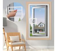 DIY Magnetic Window Screen, Adjustable Window net ，White Frame Grey Mesh with Small Windows 57''X35''(145X89cm)