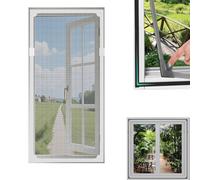 DIY Magnetic Window Screen Kit - Multi-Size Mosquito & Fly Net with 2X Replacement Mesh | Easy Install, No Drilling, Reusable Insect Screen for Home Windows (130x130cm,Gray Yarn + White Frame)