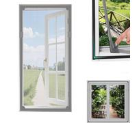 DIY Magnetic Window Screen Kit - Multi-Size Mosquito & Fly Net with 2X Replacement Mesh | Easy Install, No Drilling, Reusable Insect Screen for Home Windows (140x180cm,White Yarn + Gray Frame)