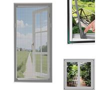 DIY Magnetic Window Screen Kit - Multi-Size Mosquito & Fly Net with 2X Replacement Mesh | Easy Install, No Drilling, Reusable Insect Screen for Home Windows (130x150cm,Gray Yarn + Gray Frame)