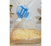 DIY Make Your Own Hamper Wicker Gift Basket Kit Inc Wicker Basket + Shred + Cellophane Bag +Pull Bow..... Basket Size Large...... Top Length 34 cm x Width 25 cm Depth 9 cm (BLUE)