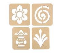 DIY MDF Readymade Set of 4 Flower Kalash Easy to Use Rangoli Template Easy to Fill Wooden Rangoli Boards for Indian Traditional Festival Diwali Decorations(Size:-3.5 Inches Each)(Brown)