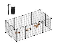 SONGMICS LPI001B01 Indoor Guinea Pig Playpen, Rabbit Cage, Large Exercise Enclosure, DIY Metal Modular Fence for Hamster, Pet, Small Animals - Black