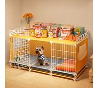 DIY Metal Wire Dog Crate Detachable Cat Cage House Includes Tray Indoor Pet Playpen For Small Animals Puppies Kitties Rabbits Exercise Pen(105 * 35 * 52cm)