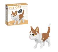 DIY Micro 3D Building Toy Bricks, Mini Building Blocks Animal Set,for Office Decoration, Home Display, Gift Giving, Stress Relief Activity (Orange Cat)