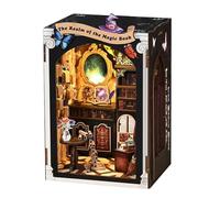 DIY Mini Book Nook, Book Nook With LED Light The Realm Of The Magic Book House Model, Exquisite Carved Desktop Decor, Beginner-Friendly, Suitable For Adult