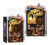 DIY Mini Book Nook, The Realm of the Magic Book House Model, Exquisite Carved Desktop Decor, Beginner-Friendly, Suitable for Adult