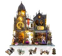 DIY Mini Dollhouse Kit, 3D Puzzle Wooden Art Bookend, Mini Dollhouse Model Building Creative Kit with LED Lights, Suitable for Children/Adults Magic House DIY Kit Book Corner Set