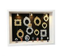 DIY Mini Gold Frames Silhouette Box, Shadow Box Frame Kit with Gold Miniature Museum & Figurines, Pullable Front Panel, for Anniversary, Wedding, Birthday, Valentine's Day & Home Decor