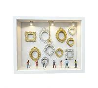 DIY Mini Gold Frames Silhouette Box, Shadow Box Frame Kit with Gold Miniature Museum & Figurines, Pullable Front Panel, for Anniversary, Wedding, Birthday, Valentine's Day & Home Decor
