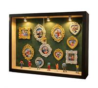 DIY Mini Gold Frames Silhouette Box, Shadow Box Frame Kit with Gold Miniature Museum & Figurines, Pullable Front Panel, for Anniversary, Wedding, Birthday, Valentine's Day & Home Decor