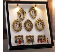 DIY Mini Gold Frames Silhouette Box, Upgrade Shadow Box Frame Kit with Gold Mini Frames & Figurines, Celebrate Your Unique Memories in Style, for Anniversary, Wedding, Birthday & Home Decor