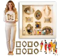DIY Mini Museum Silhouette Box, 2026 New Shadow Box Frame Kit with Golded Mini Frames & Figurines,Celebrate Your Unique Memories in Style, for Anniversary, Wedding, Birthday & Home Decor (White)