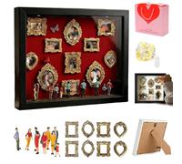 DIY Mini Museum Silhouette Box, 2026 Upgrade shadow box frame Kit with Light, Mini museum of us frame with Gold Photo Frames & Figurines for Anniversary, Wedding, Birthday, Decor (Black)