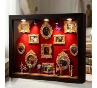 DIY Mini Museum Silhouette Box, 8 Figurines Museum of US Shadow Box Frame, Mini Photo Frame Memory Boxes with LED Light, Retro Miniature Picture Frames Silhouette Boxes, for Valentines Gift
