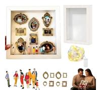 DIY Mini Museum Silhouette Box,Celebrate Your Unique Memories in Style,Creative Memory Display Kit w/Mini Figurines Frames Gold Frames for Anniversary,Valentines DayGift (White frame)