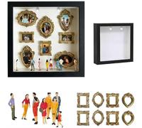 DIY Mini Museum Silhouette Box, Celebrate Your Unique Memories in Style, Creative Memory Display Kit with Mini Figurines Gold Frames for Weddings, Anniversary, Valentine's Day Birthdays Gift (Black)