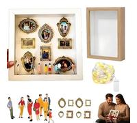 DIY Mini Museum Silhouette Box,Celebrate Your Unique Memories in Style,Creative Memory Display Kit w/Mini Figurines Frames Gold Frames for Anniversary,Valentines DayGift (Wooden frame)