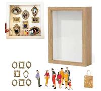 DIY Mini Museum Silhouette Box - Celebrate Your Unique Memories in Style, Museum of Us Box, Mini Museum Display with Mini Figurines & Mini Gold Frames Gift for Men Women (Wood,Without lights)