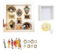 Diy Mini Museum Silhouette Box - Celebrate Your Unique Memories In Style, Personalized Diy Family Photo Display Frame Set With Miniature Statues, Anniversary Home Decor (White)