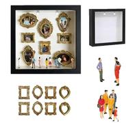 DIY Mini Museum Silhouette Box - Celebrate Your Unique Memories in Style,Personalized DIY Photo Family Memory Display Case with Mini Figurines Gold Frames,Valentine's Day Gifts for Her Him (Black)