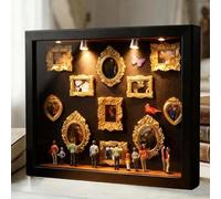 DIY Mini Museum Silhouette Box, Celebrate Your Unique Memories in Style, Shadow Box Frame Kit, Personalized Photo Family Memory Display Case Frame Silhouette Box, Unique Memory Decor (#01 With Light)