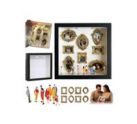 DIY Mini Museum Silhouette Box - Celebrate Your Unique Memories in Style,Silhouette Box with Gold Mini Frames & Figurines,Personalized DIY Photo Family Memory Display Case Frame for Valentine's Day