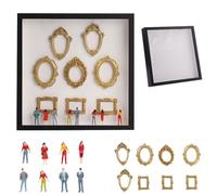 DIY Mini Museum Silhouette Box, Celebrate Your Unique Memories in Style with Gold Mini Frames & Figurines, Personalized DIY Photo Family Memory Display Case Frame for Rome Decor (Black No light)