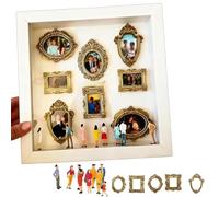 DIY Mini Museum Silhouette Box, Celebrate Your Unique Memories in Style with Gold Mini Frames & Figurines, Personalized DIY Photo Family Memory Display Case, Gift for Men Women (1SET)