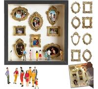 DIY Mini Museum Silhouette Box,Creative Memory Display Kit with Mini Figures Gold Frame,Celebrate Your Unique Memories in Style,A Meaningful Gift for Valentine's Day (Black - no light)