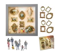 DIY Mini Museum Silhouette Box, Family Memory Photo Display Case Frame Silhouette Box with Light, Mini Frames & Figurines, Celebrate Your Unique Memories in Style (Wood color)